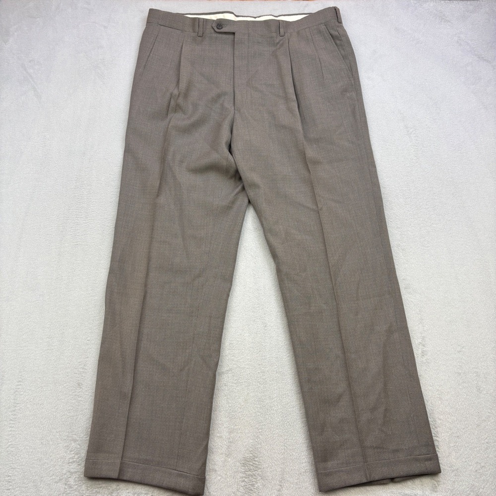 Christian Dior Dress Pants Men 40x32 Brown Pleated Wool Blend Luxury Vintage 90s